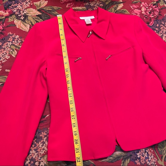 Casual Corners – 2 pc Day to Evening - Red “Hot” 100% Silk Suit- Skirt/Jacket - Picture 6 of 15